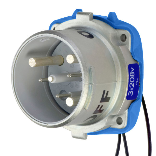 37-68233-C-K16-263 - DS100C INLET METAL BLUE SIZE 4 TYPE 3R 3P+G 100A 208 VAC 60 Hz +3 AUX
